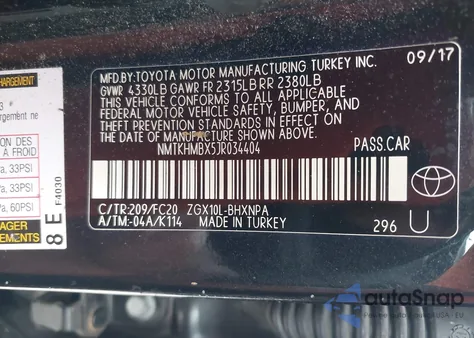 2018 Toyota C-Hr Xle Premium из США, поврежденный, VIN NMTKHMBX5JR034404